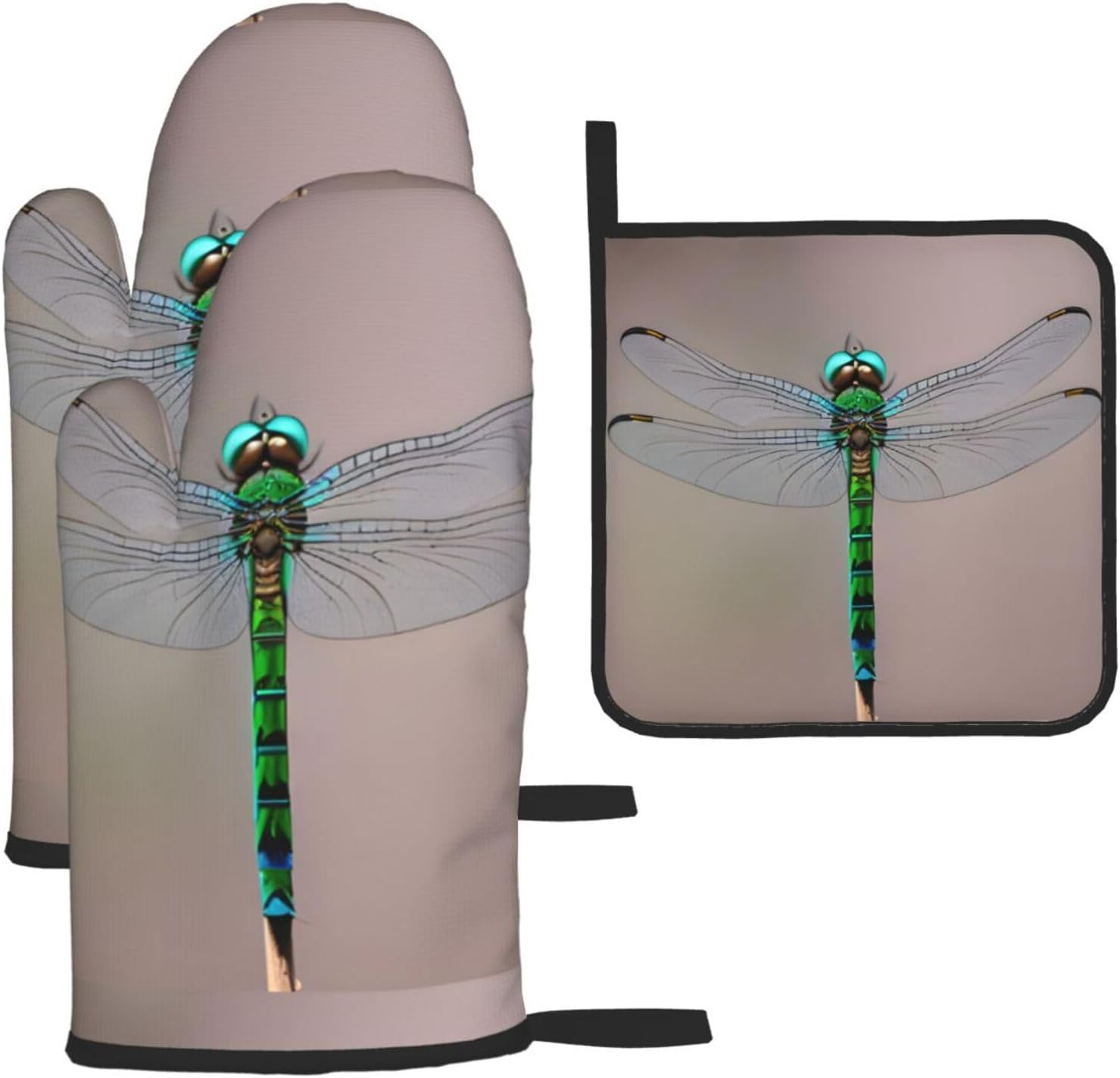 Dragonfly Print Heat Resistant Microwave Gloves, Used for Baking, Cooking, and Fashion Kitchen Essentials