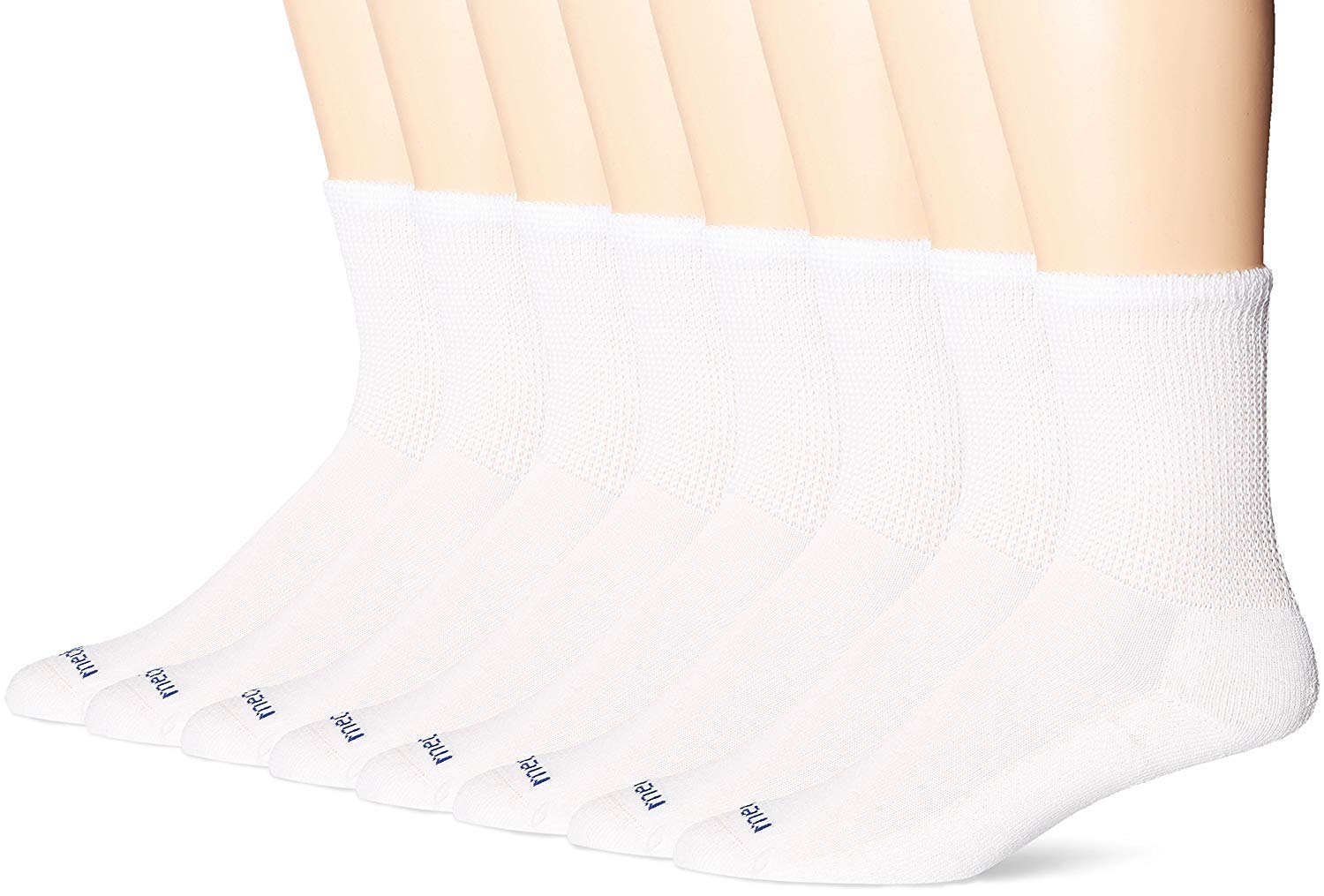 MediPeds Men's Diabetic Extra Wide Non-Binding Top Crew Socks with COOLMAX Fiber 8 Pairs