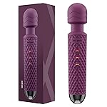 bed geek Handheld Cordless Personal Wand Massager - Waterproof, USB Rechargeable, 20 Vibration Patterns, 8 Speeds, Memory Feature, Skin-Soft Silicone for Ultimate Relaxation Tool (Purple)