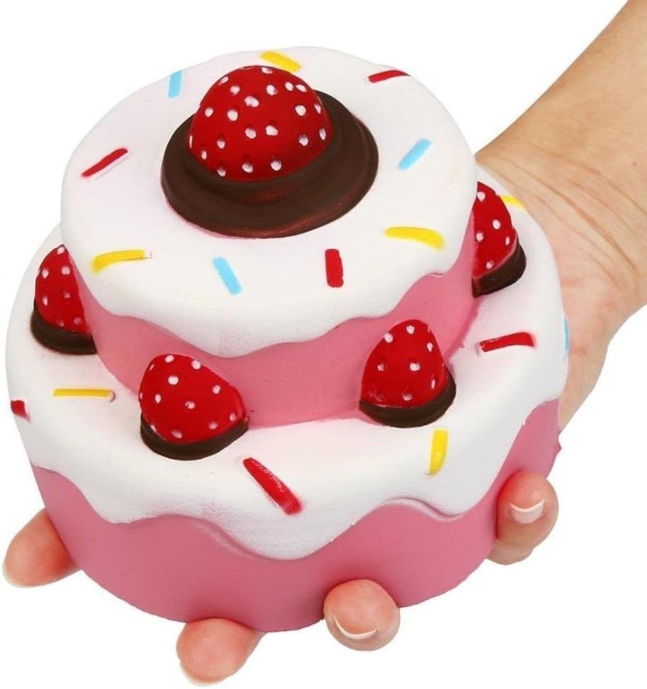 Rednow Jumbo Scented Slow Rising Squishies Cheeki Pink Strawberry Cake Squishy Kawaii Squishy Toys for Kids and Adults