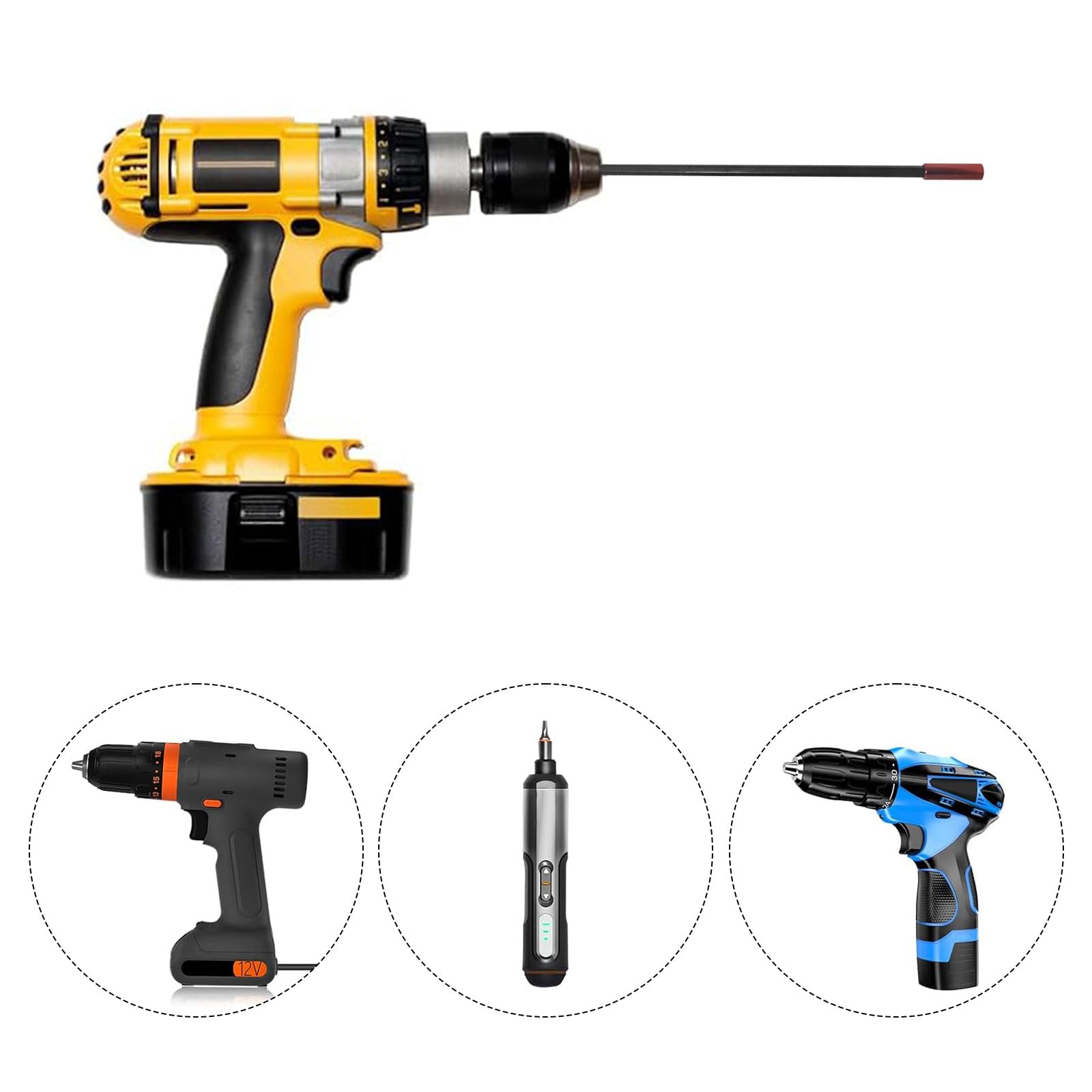 KOOLEVER 2PCS Magnetic Drill Bit Extension Holder, 300mm Steel Magnetic Screwdriver Extension Bars - Image 4