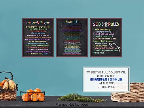Miniatura 7 de 10 Ten Commandments - The Lords Prayer Wall Art - Psalm 91 - Religious Wall Decor - Christian Art for Women, Boys - 91st Psalm - Scripture Decor -
