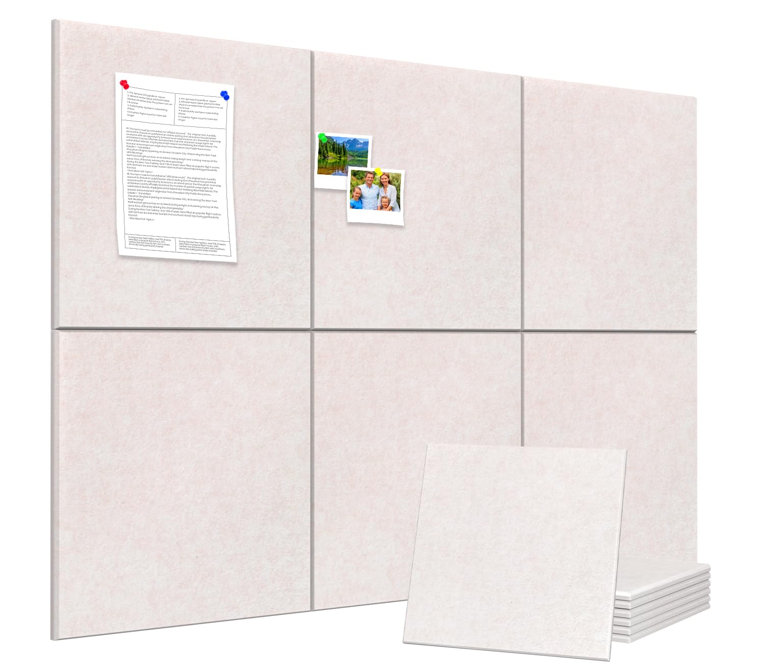 Cork Board Alternative 90 x 60 cm Notice Pin Board Bulletin Board for Home Office Kitchen Photos Memos - 6 Pack Removable Felt Wall Tiles with 20 pushpins - Oatmeal