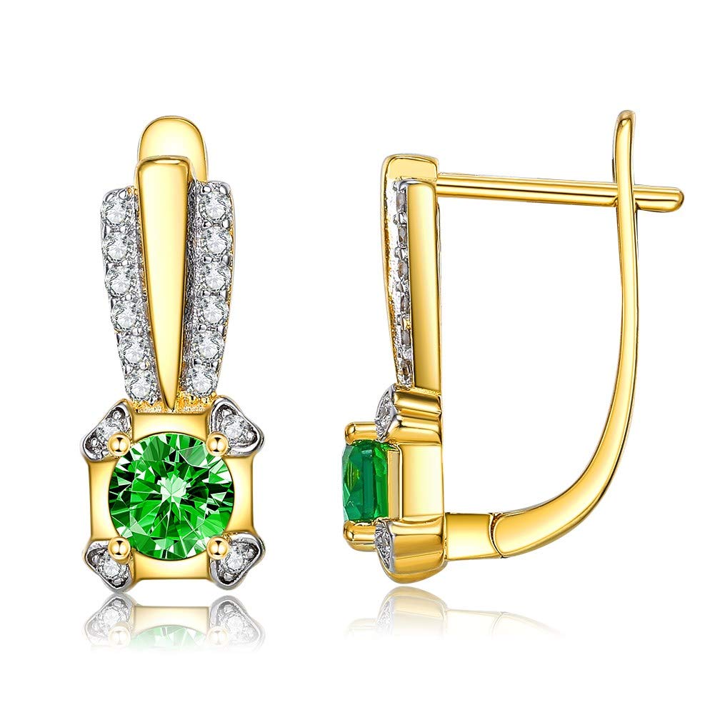 chengxunYellow Earrings Gold for Women Wire Stripe Green Cubic Zirconia Drop and Dangle Earrings Party Jewellery