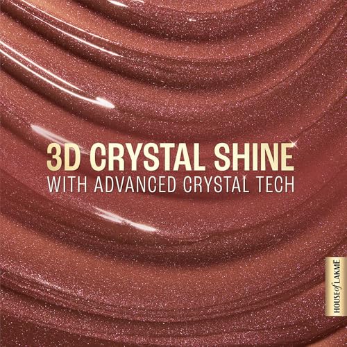 Image of Lakme Glitterati Lip Glaze, for Plump and Shiny Lips, with Vegan Collagen and Crystal Technology, Non-Sticky Formula, Glitter Infused, Delicious Coconut-Vanilla Scent, 303 Caramel Drizzle 5ml