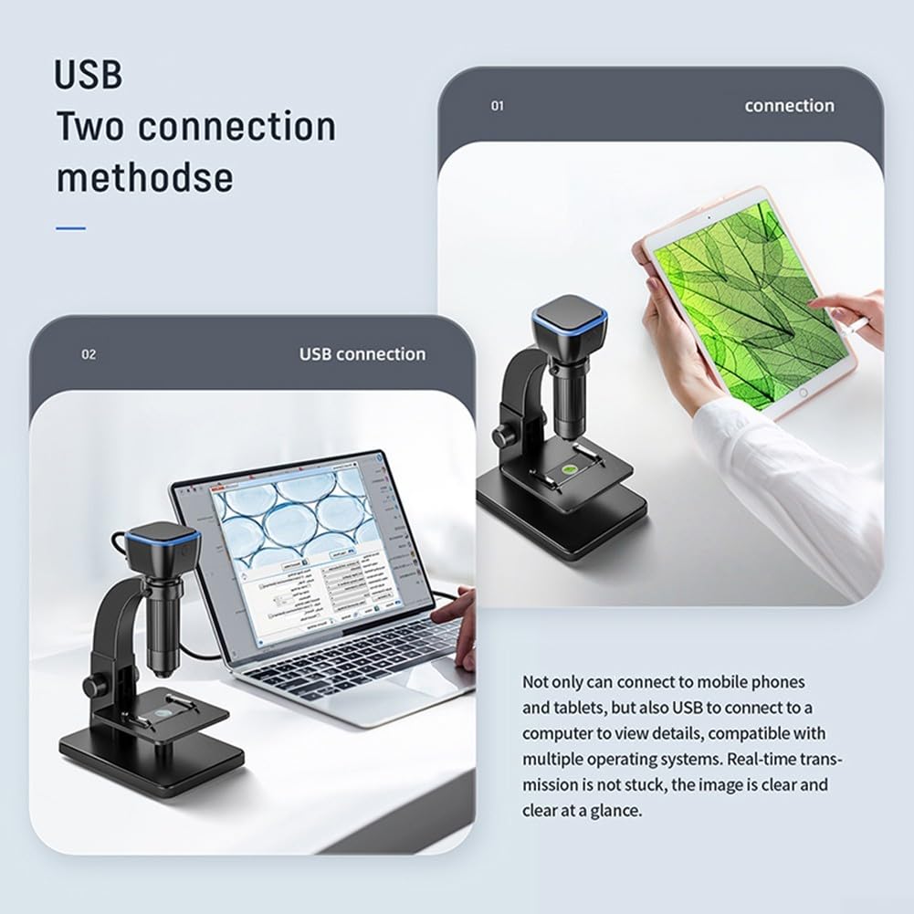 Wireless HD Digitalmikroskop 2000X Vergrößerung Dual Lens USB für industrielle Inspektion und Hautanalyse Schwarz Design