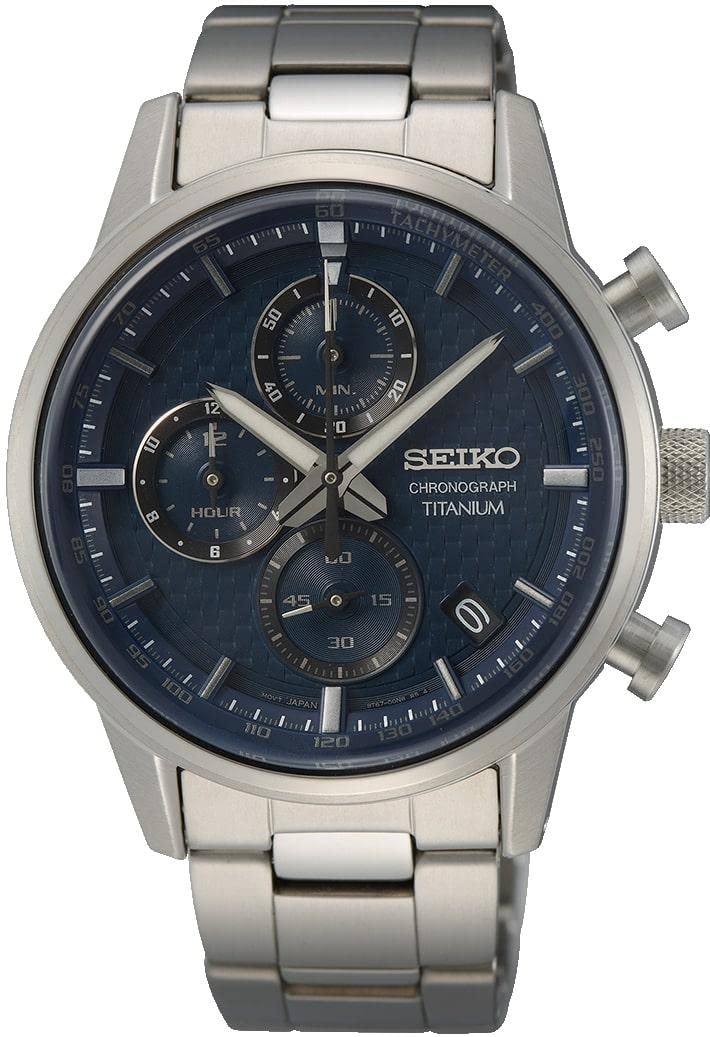 Seiko Męski zegarek kwarcowy tytanowy z paskiem ze stali nierdzewnej