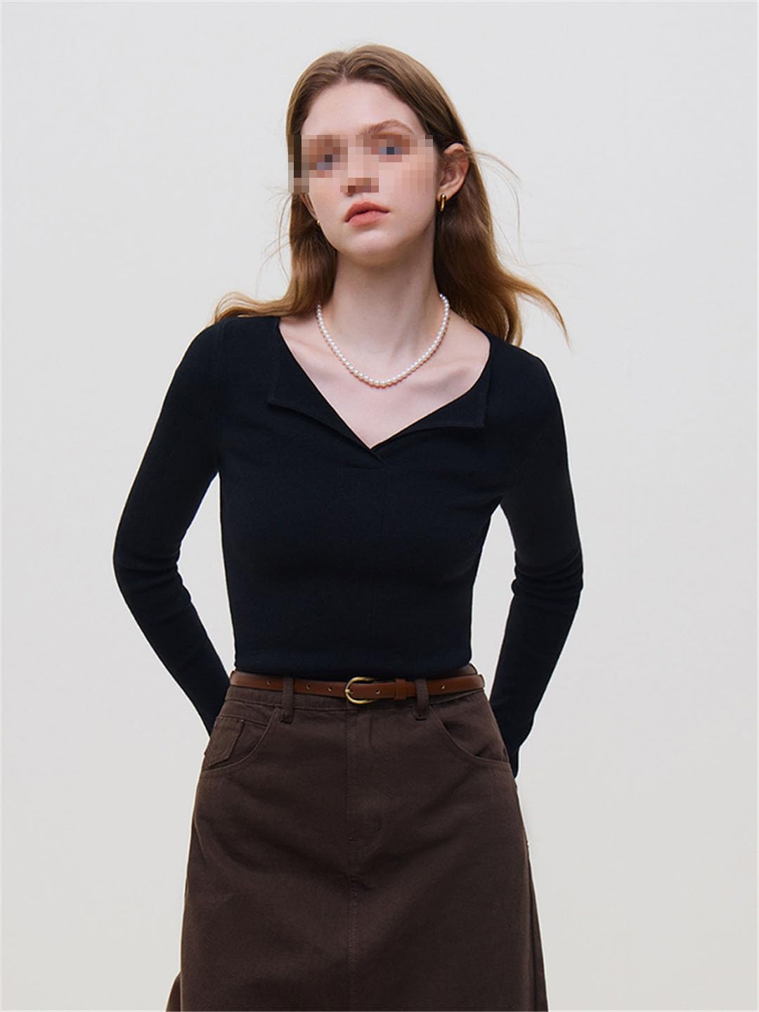 Vogrtcc Maglia da donna a maniche lunghe con scollo a V in lana