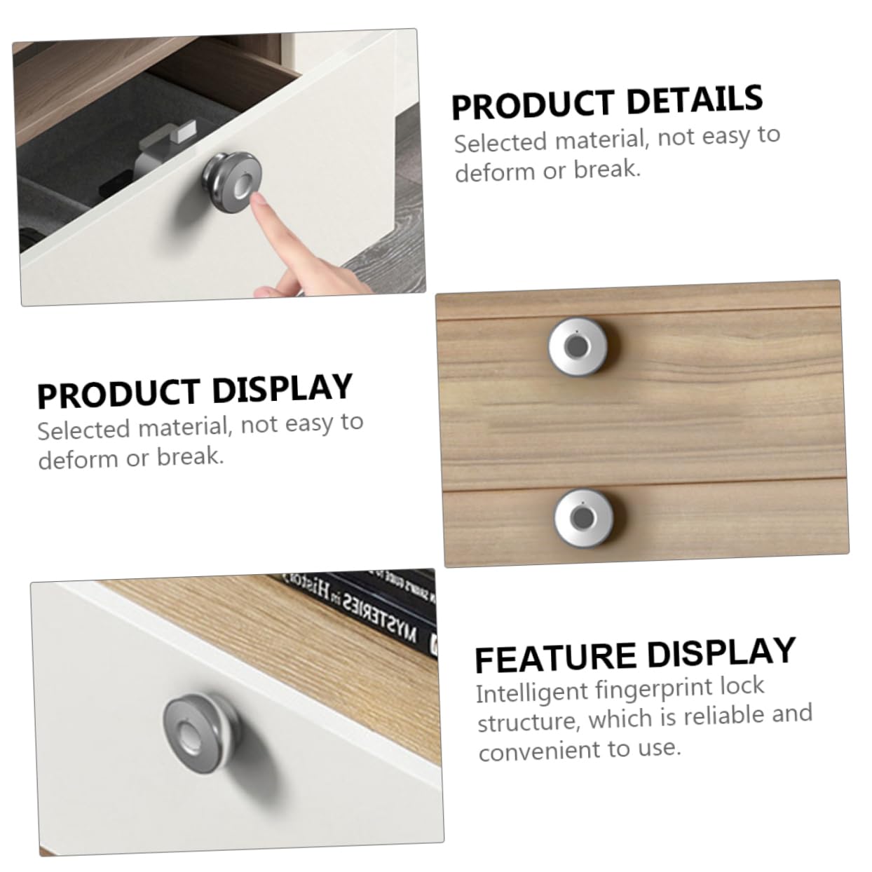 Tofficu Serrure sans Clé Intelligente Déverrouillage par Empreinte Digitale, Alliage D'aluminium et Abs, Recharge Usb, Adaptée pour Tiroir et Coffre Bureau la Maison