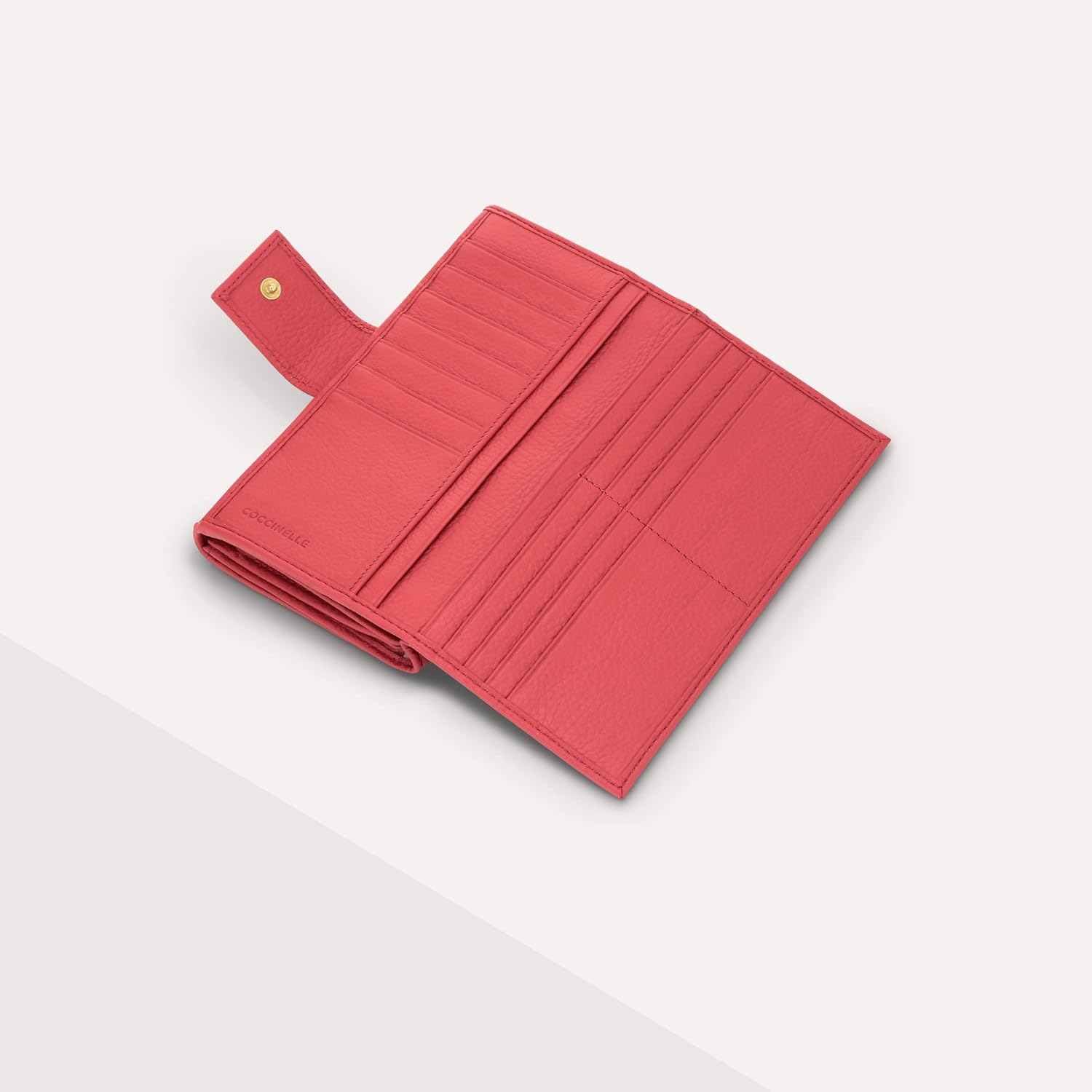 Coccinelle Portafoglio in Pelle Metallic Soft Colore Rosso Cranberry 19x10x2 cm taglia Grande