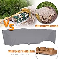 Vista 3 de Funda de sofá curvada para exteriores, funda de sofá seccional curvada para muebles de patio, protector de sofá impermeable con media luna, funda