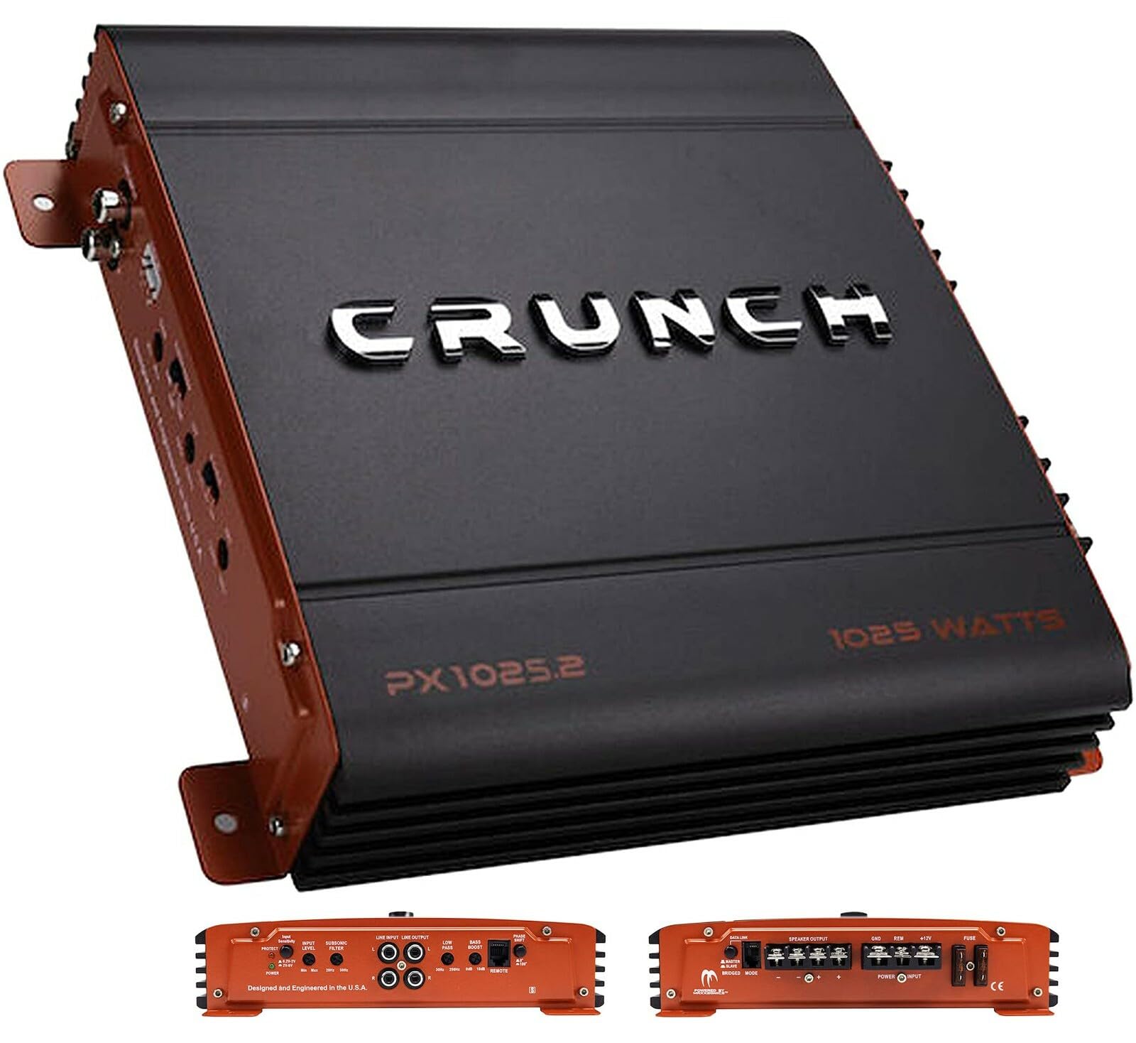 Crunch PX-1025.2 1000 Watts Power X Two Channel Car Audio Amplifier with Gravity Magnet Phone Holder Bundle