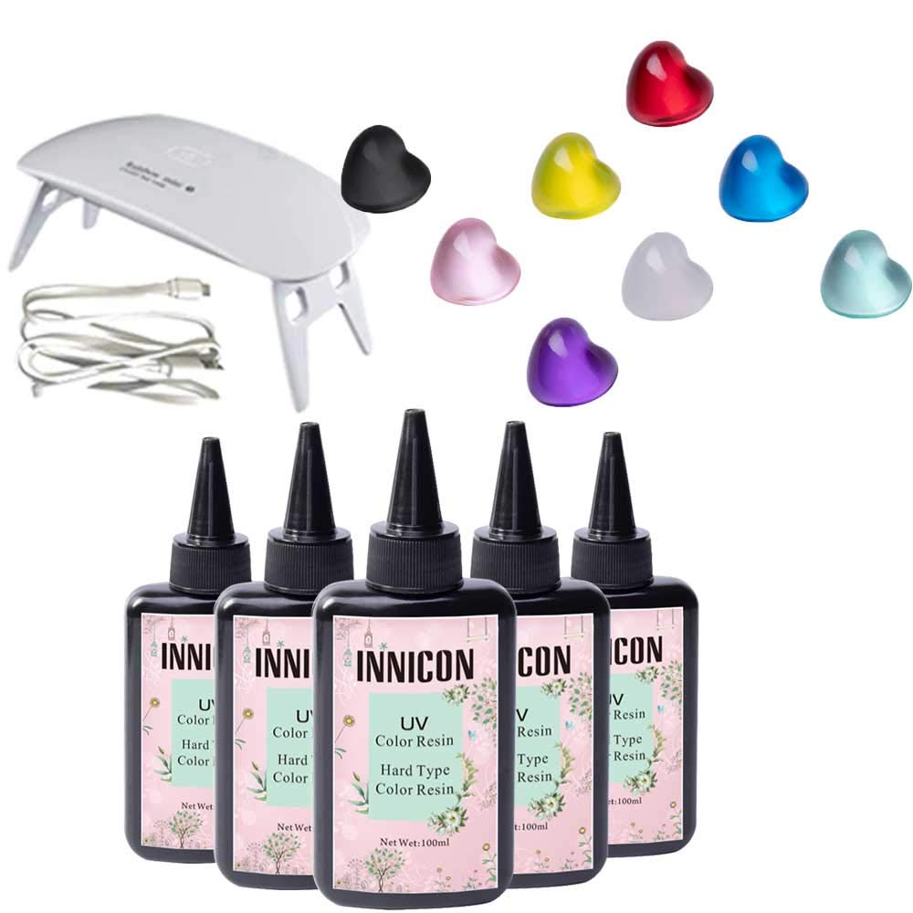 Zestaw żelowych klejów epoksydowych Mix Color UV do robienia DIY Silikonowe wisiorki Zawieszki Kolczyki Wykonywanie bransoletek, bez pigmentów, 500ml bez mieszania, wybierz dowolne 5 kolorów, z lampą