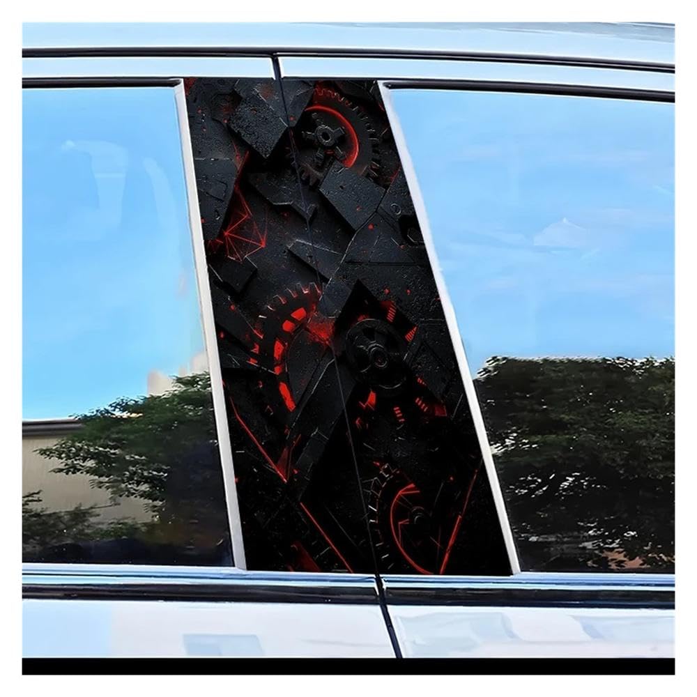 Dabhuoc One Color Car Parts 2Pcs Car B-Pillar Stickers Gear Pattern Scratch Resistant Film