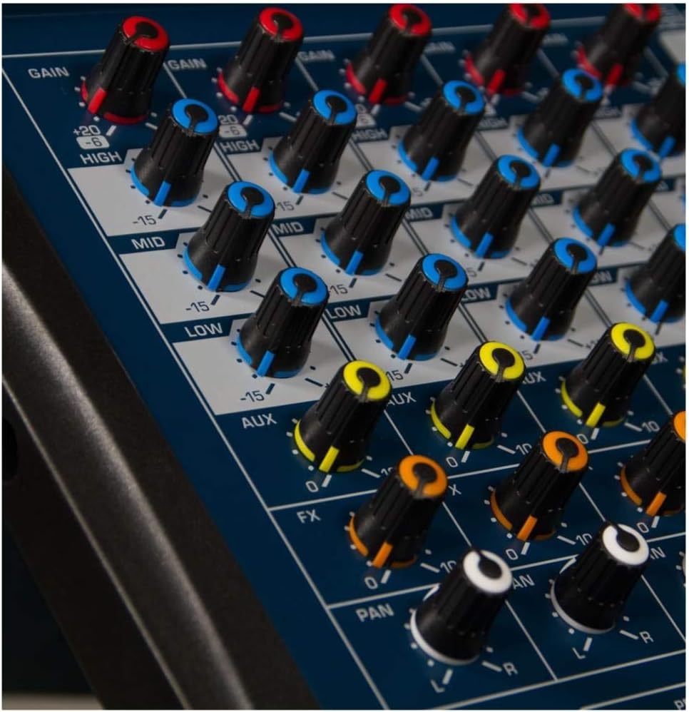 Close-up of Lexsen LMX8 USB channel knobs