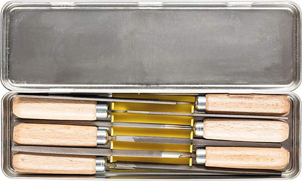 PFERD TOOLS Schlüsselfeilen-Set 265 K in Metallbox, 6 Feilen, 100mm, mit Holzheften, 11700265 – für eine große Bandbreite von filigranen und leichten Feilaufgaben geeignet