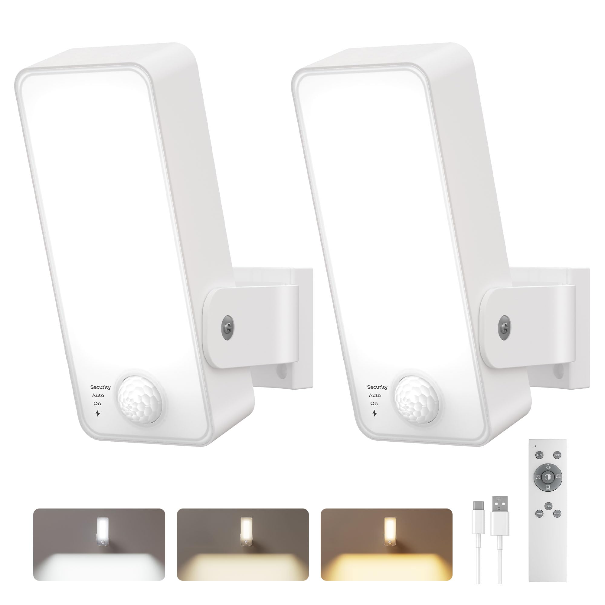FULNIX Motion Sensor Light Outdoor, 10000mAh Rechargeable 600 Lumen Wireless Battery Powered Light with 3 Modes, 3 Colors, IP65 Waterproof Outdoor Security Light for Garden, Garage