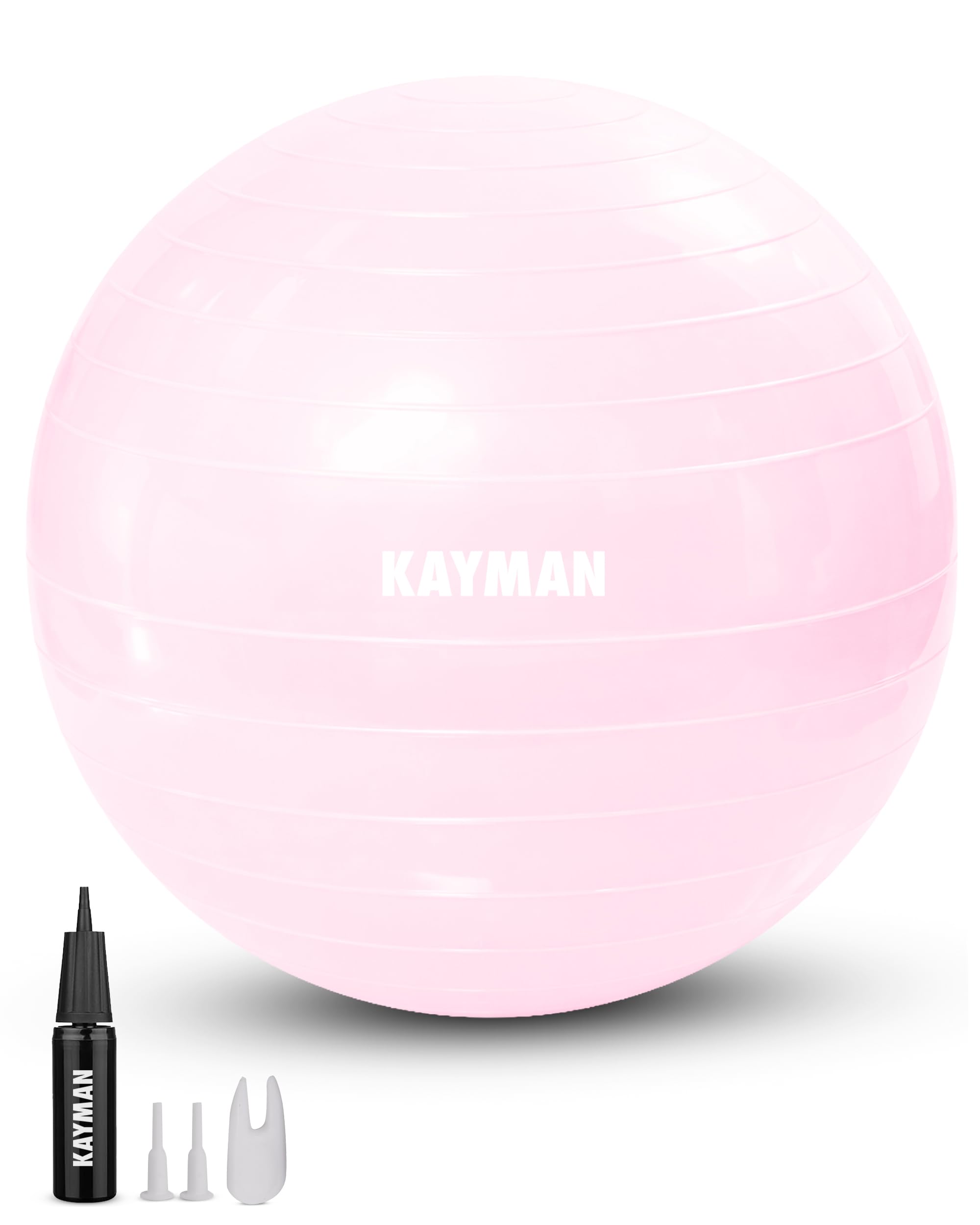 KAYMAN Exercise Ball - Anti-Burst System, Non-Slip Rings, Durable Material, Easy to Inflate, Perfect for Yoga, Pilates, Fitness, Balance Training, Gym, and Home Workouts (Rose Quartz, 85cm)