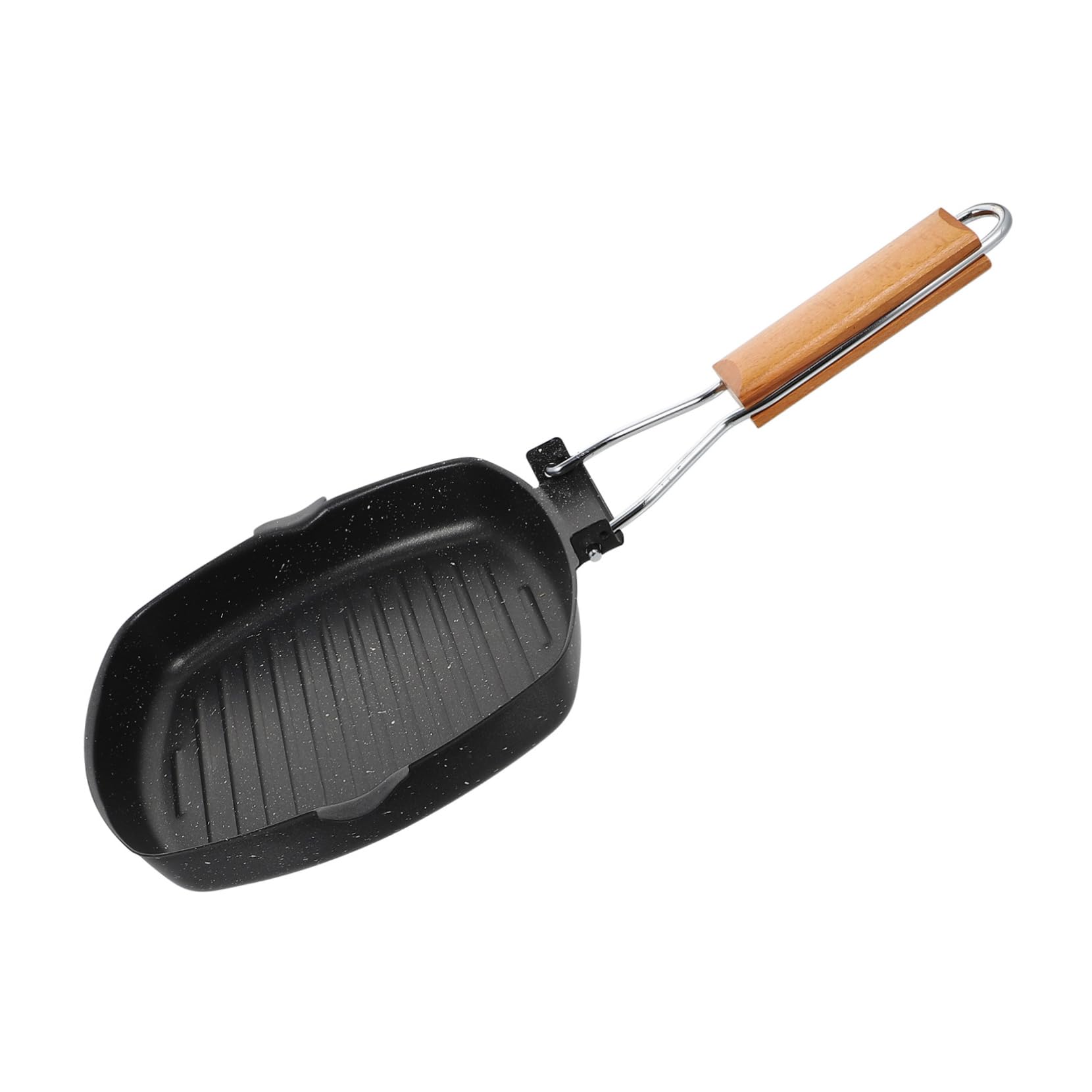 PRETYZOOM 1pc Iron Non Stick Flat Cooking Pan Square Pancake Maker with Ergonomic Handle Design for Easy Cleaning for Home and Outdoor Cooking