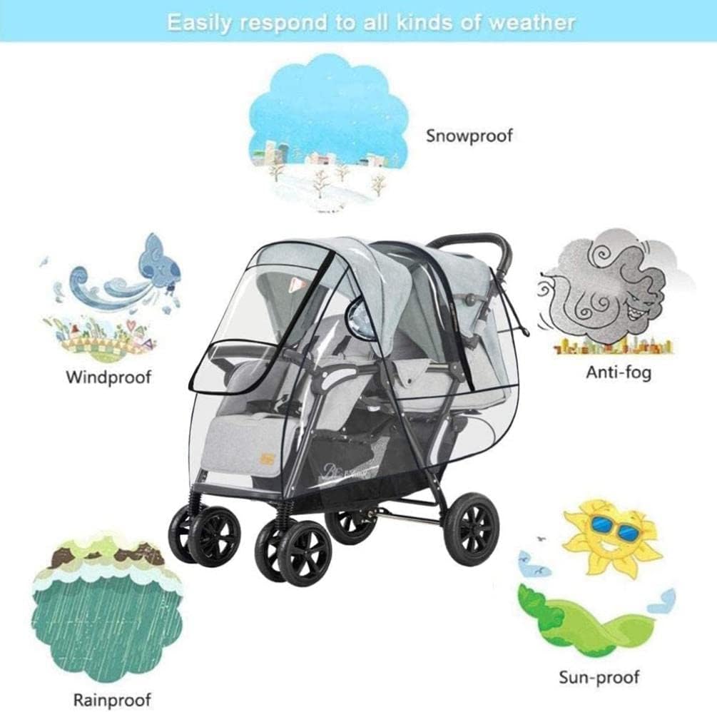 Universal Double Baby Stroller Rain Cover Waterproof, Travel Strollers Raincoat - Pushchairs Accessories Baby Carriage Rain Cover - Windproof Protection Outdoor Use Easy to Install and Remove
