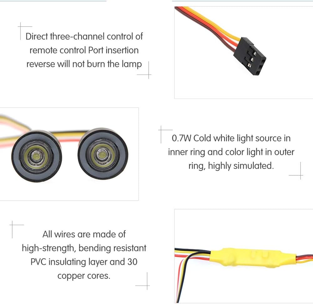 GLOBACT OGRC RC LED Light Kit Headlights Angel Eyes with 12 Modes for Traxxas TRX-4 Axial SCX10 RC4WD 1/10 RC Rock Crawler Car Accessories