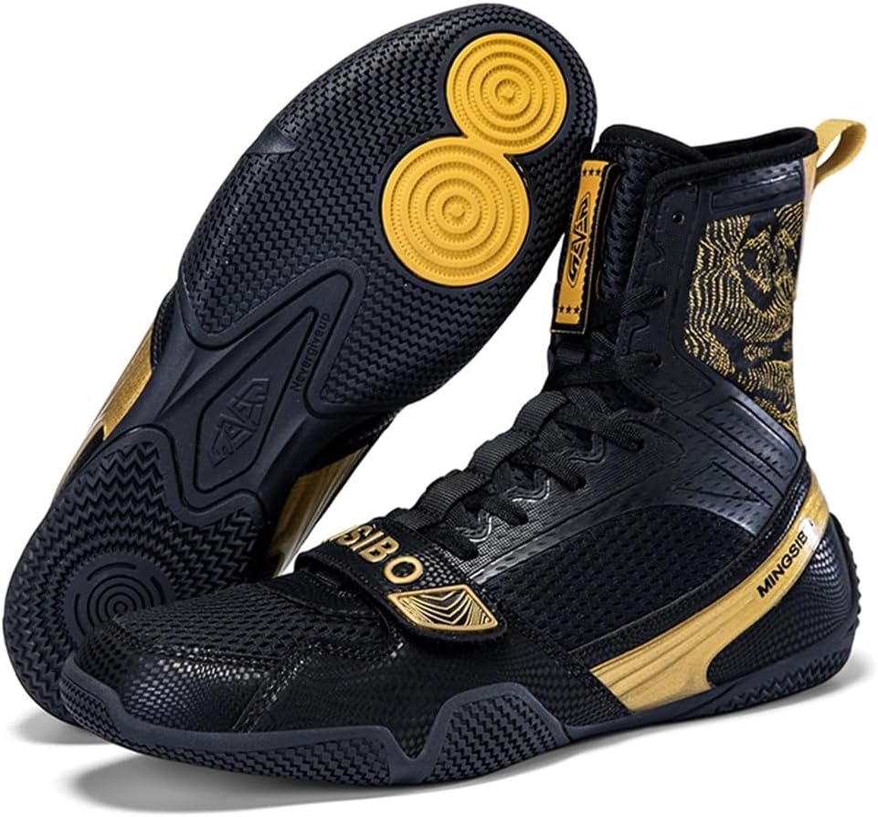 Men's Wrestling Boots High Top Breathable Boxing Shoes Lightweight Non-Slip Fitness Sneakers Adult Weightlifting Powerlifting Training