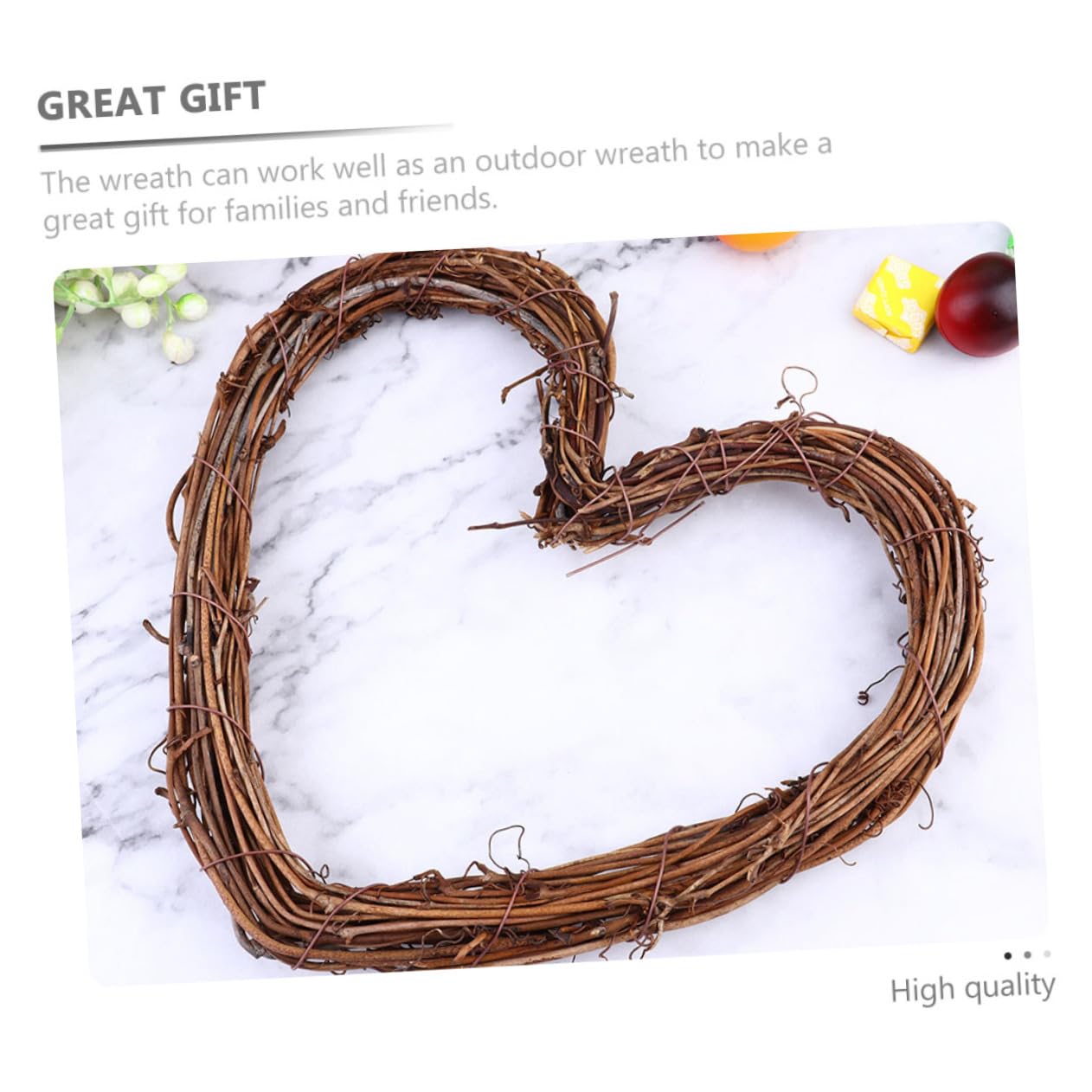 Abaodam 9piezas Guirnalda De Ratán Corazón para Decoración De Puertas y Fiestas Accesorios Naturales para Adornos El Hogar