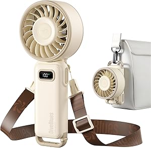 Diveblues Turbo Portable Handheld Fan, 100 Speed Stepless High Speed Hand Held Fan, 12H Cooling Rechargeable Mini Fan, 180° Foldable Neck & Desk Fan, LED Display, Travel Essentials, Gifts