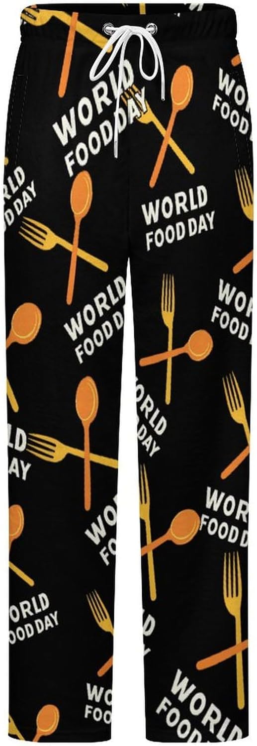 World Food Day Womens Pajama Pants Fleece Sleep Comfy Lounge Pants Bottoms PJ