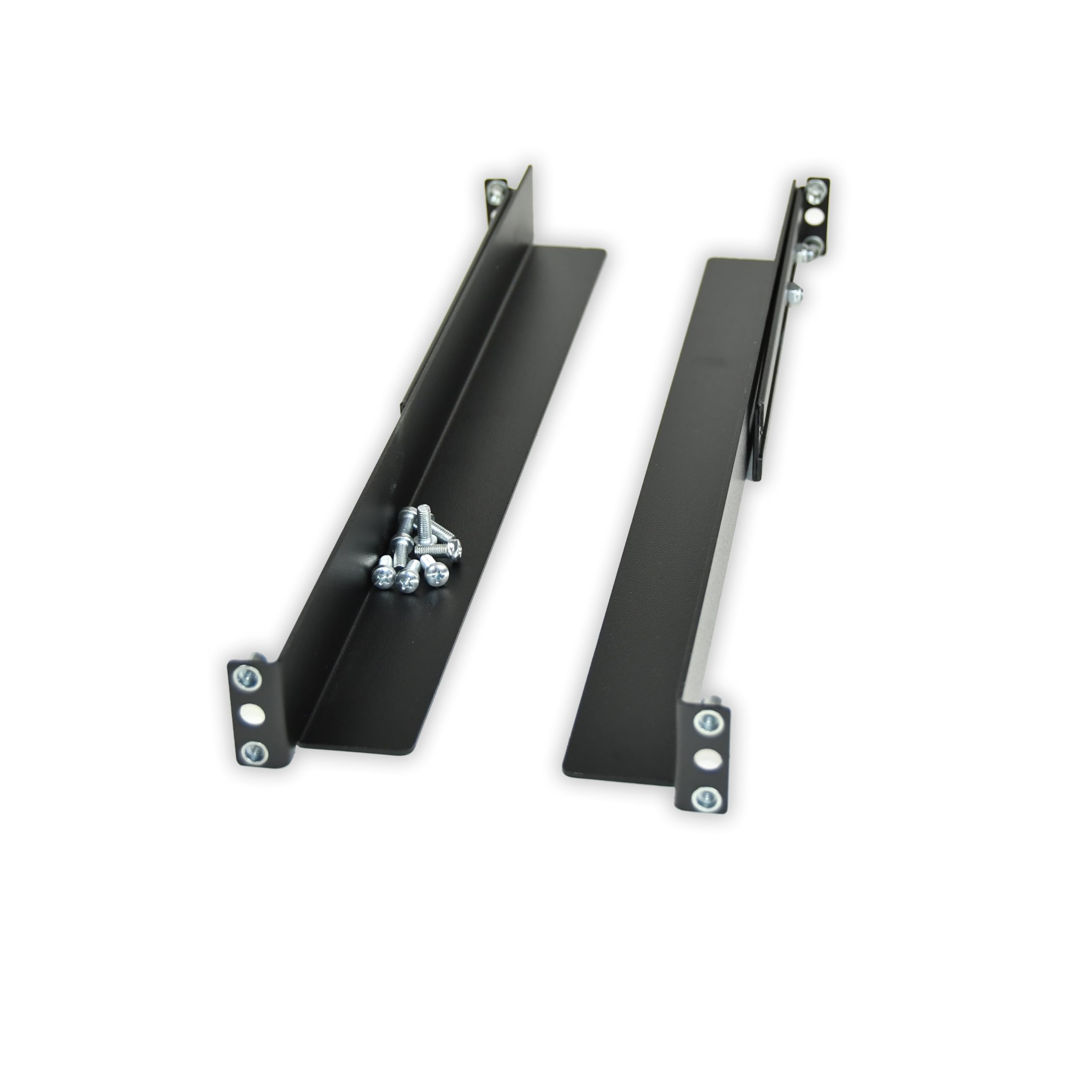 Cobox kit de 2 équerres pour Rack 1U, 19" - Profondeur Réglable : Min. 490mm - Max. 630mm. Kit de 2 Rails en « L » pour Baie et Coffret Informatique 19 Pouces 1U, Ajustable. Couleur Noir