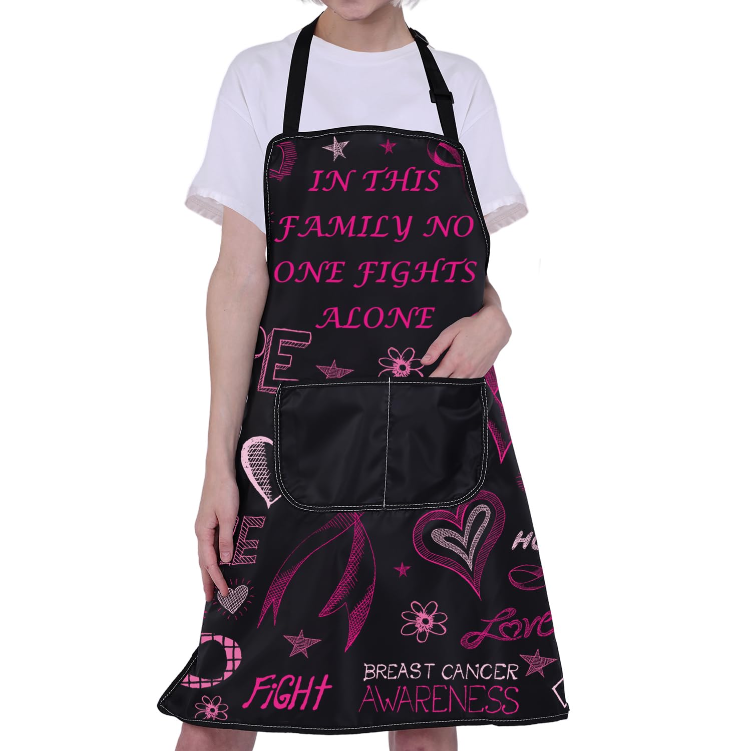Bufhje Breast Cancer Aprons for Women With Pockets Breast Cancer Awareness Cooking Apron Breast Cancer Survivor Fighter Patient Gift