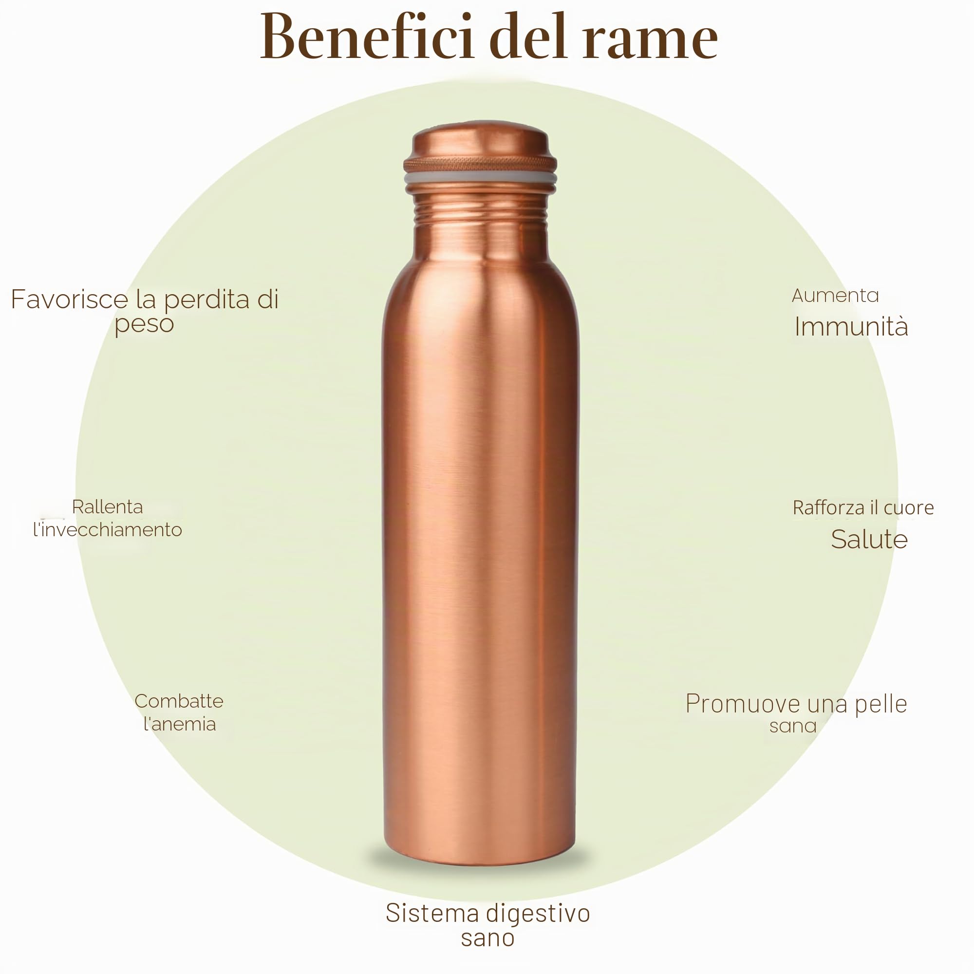 RAJRANG Borraccia in rame puro, 963,9 g, a prova di perdite, design ayurvedico, brocca per fitness, sport, yoga, 1000 ml