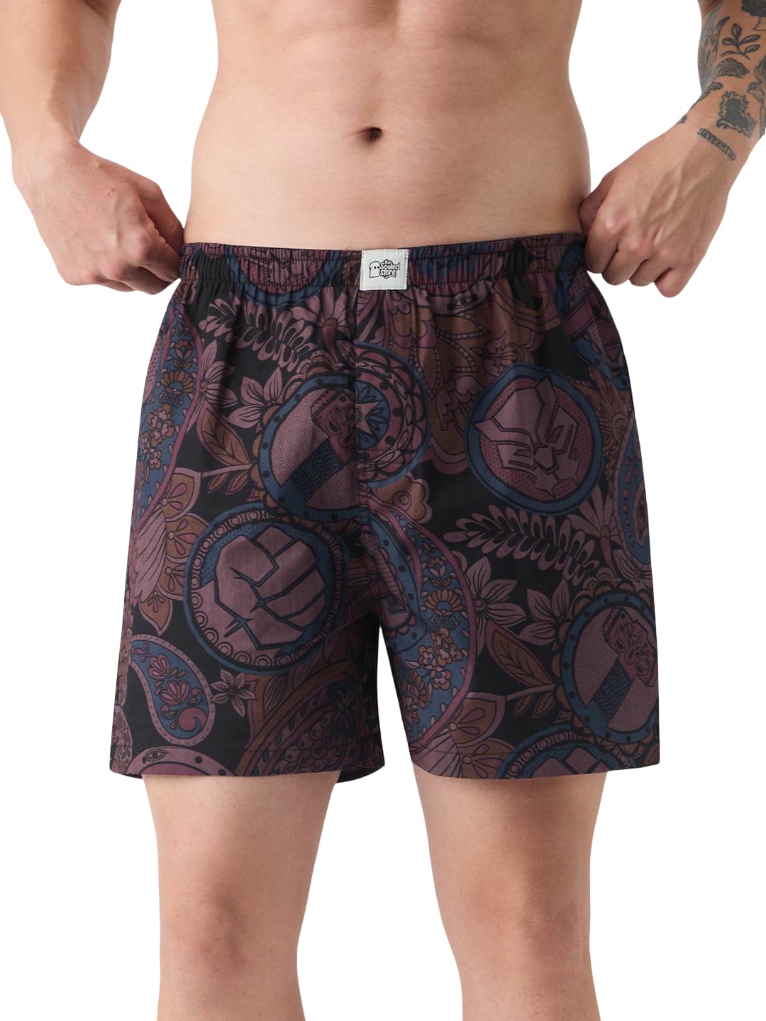Marvel Comics: Black Panther Men and Boys Elastic Waistband Black All-Over Graphic Printed Cotton Regular Fit Everyday Comfortable Boxer Shorts