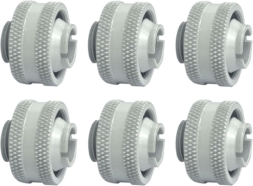 dracaena.io 6 Pack G1/4" to 1/2" ID, 3/4" OD Compression Fitting for Soft Tubing, 20.5mm Height, Nickel-Plated Brass, Leak-Proof O-Ring, White