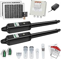 TOPENS AD5S Solar Automatic Gate Opener Kit for Dual Swing Gates - Medium Duty Up to 16ft or 550lbs per Leaf, 20W Panels Included