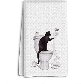 Divertida toalla de mano de gato para baño, regalos para mujeres amantes de los gatos, toalla de mano decorativa de tejido...