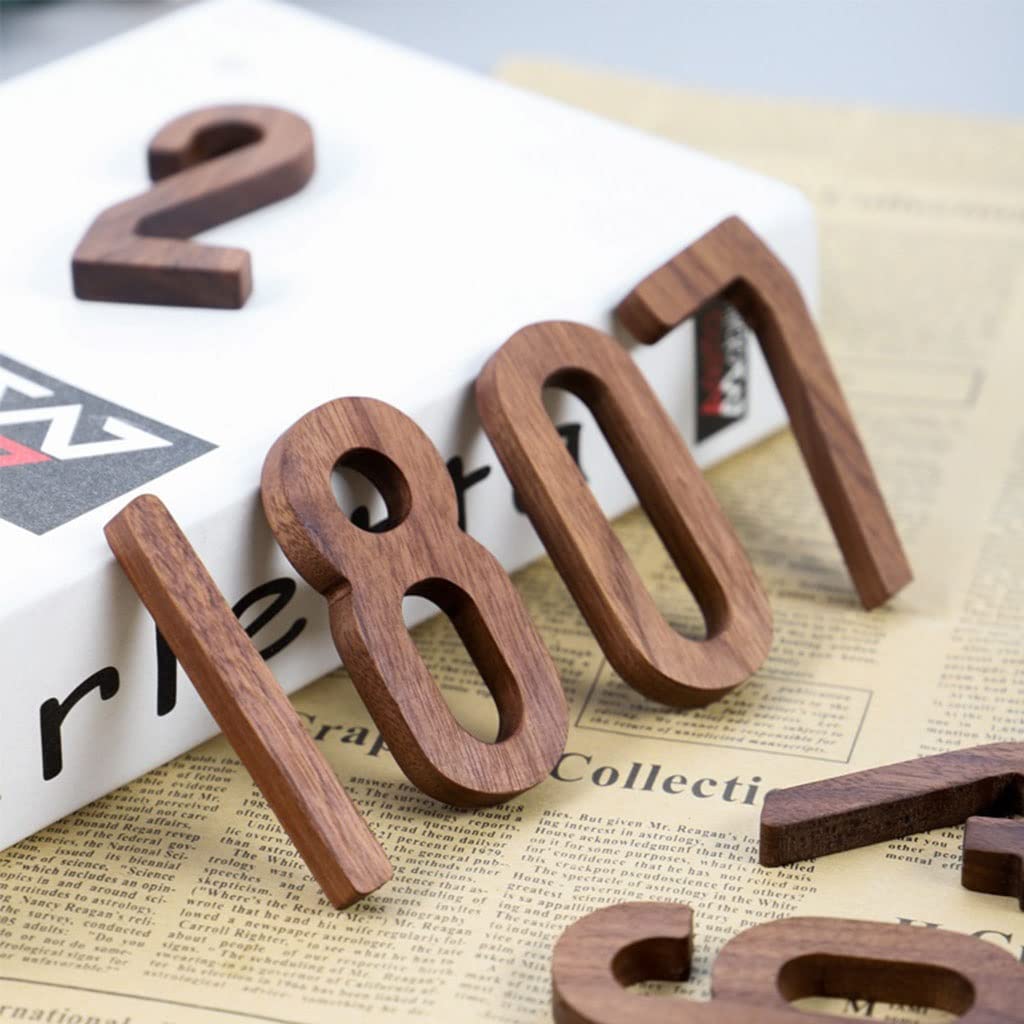 Números digitales for puerta con letras del alfabeto, 1 unidad, decoración numérica de nogal negro 8 cm, número nórdico madera maciza, pared personalizada(1)