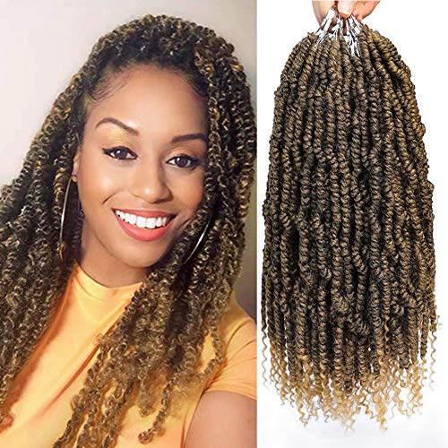 Bomb Twist Crochet Hair 5 Packs Spring Twist Hair Prelooped Crochet Braids Synthetic Hair Extension Passion Twist Mini Twist Hair dreadlocks Braiding Hair for Women 16 inch (#T 27)