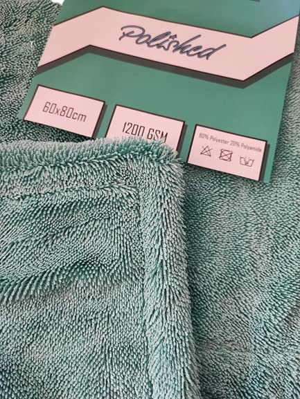 Panno In Microfibra Double Twist 1200 GSM – 60x80 Cm – Super Assorbente E Senza Pelucchi – Per Auto, Moto E Barca