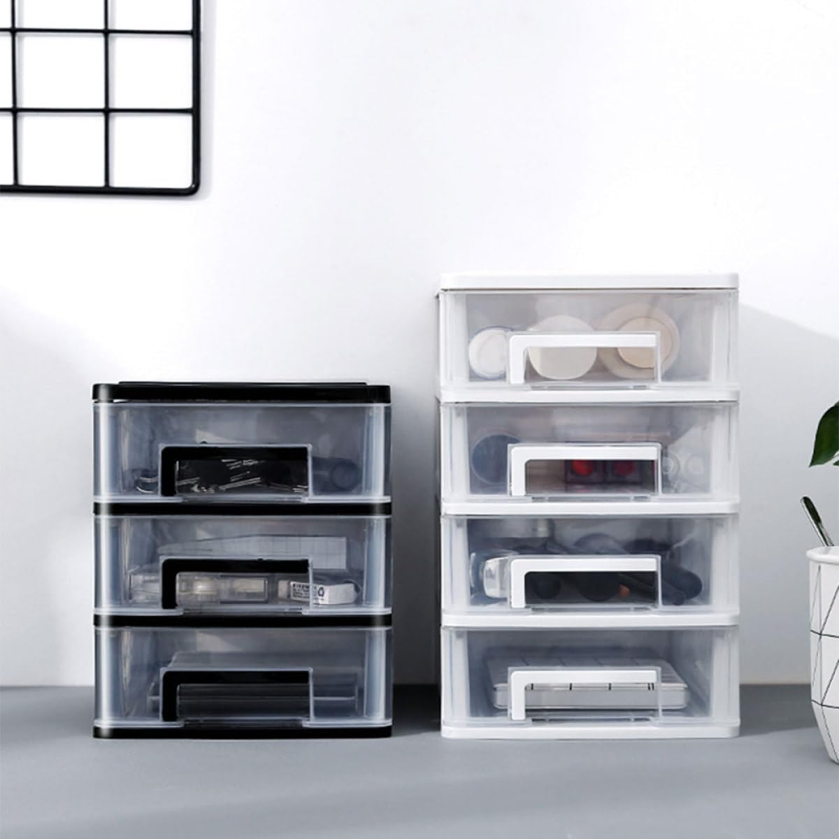 Five-layer Plastic Storage Cabinet with Drawers White Frame Multi-layer Storage Box for Desk Organization Portable Drawer Unit for Home and Office Use