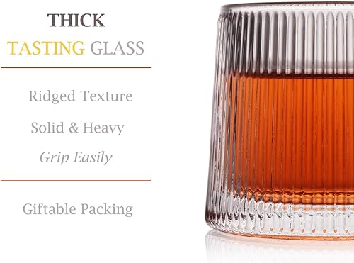Miniatura 3 de Juego de 4 vasos pesados para degustación de cerveza, par de vasos pequeños y robustos acanalados, duraderos y gruesos sin tallo, con caja de