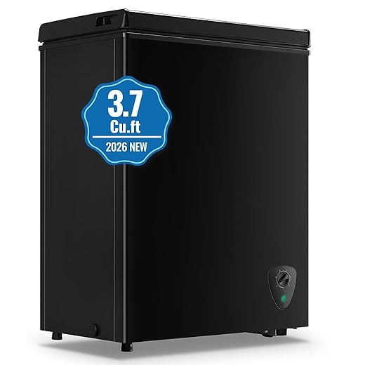 Deep Freezer Chest Freezr Two Removable Baskets 7 Temperture Gear Holds Up to 90L Top Door FreeStanding for Home/Apartment/Office Black