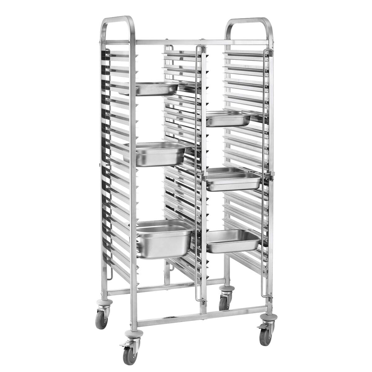 GGM Gastro | TWDH1611 | Tablettwagen - doppelt - für 32 Tabletts GN 1/1