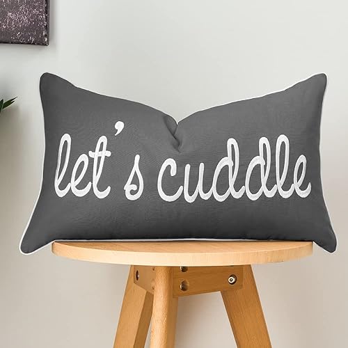 Miniatura 7 de Sunkifover Fundas de almohada lumbar decorativas de color gris oscuro de 12 x 20 pulgadas, funda de almohada rectangular suave y sólida, fundas de