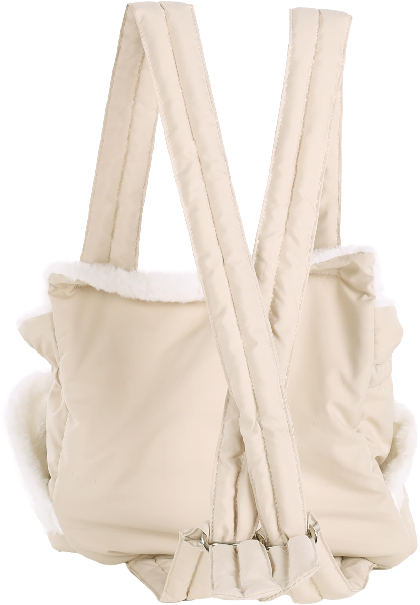 Sac de Transport Chat – Chien – Flamingo Cuddi Beige – 32×22×25 cm – Polyester + Peluche – Lavable – Sangle sécurité – Poches Mains-Chaudes – Sangles réglables