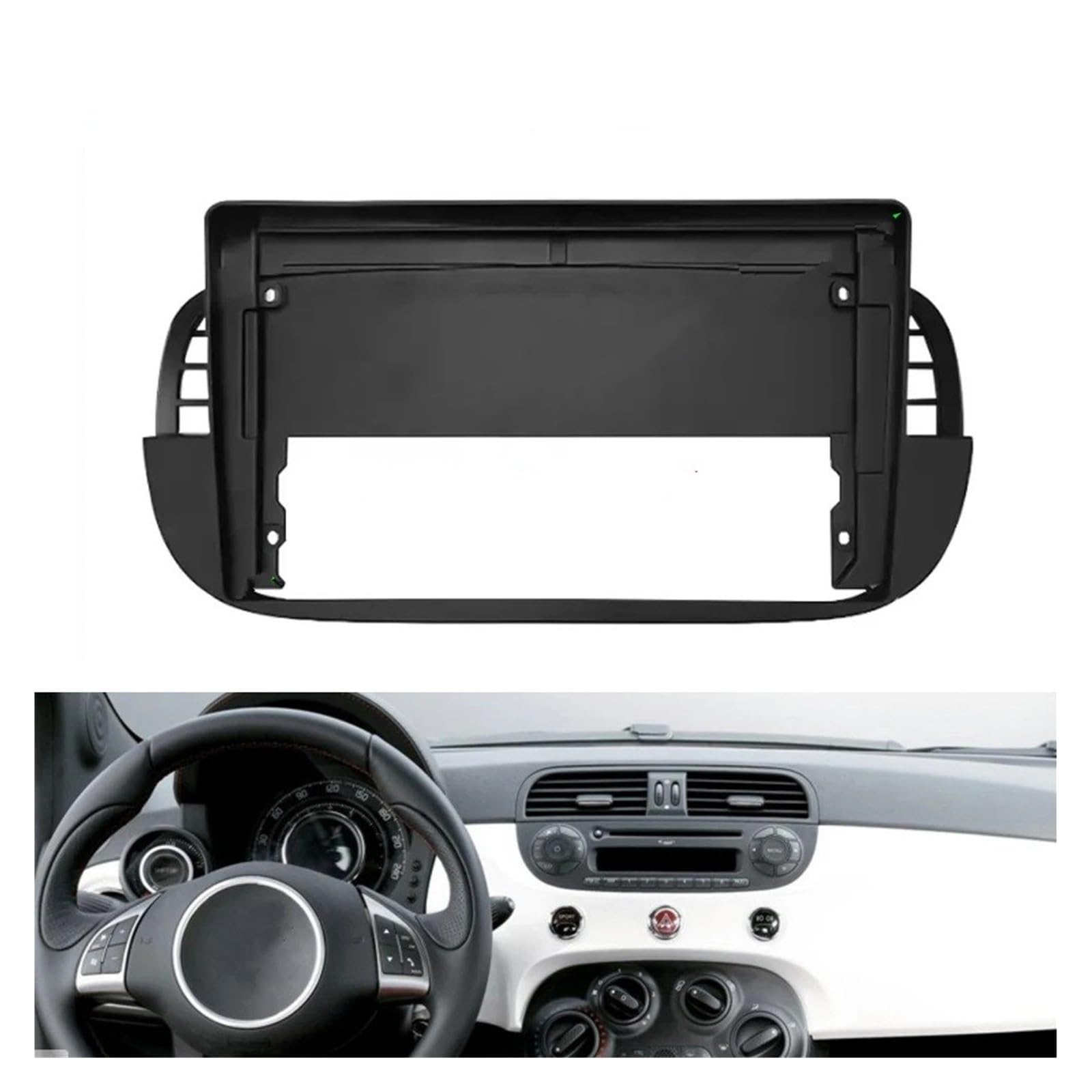 Mascherina Autoradio Cornice Stereo Autoradio Fasce Telaio 9 Pollici 1DIN Stereo Pannello Cablaggio Cavo Alimentazione Adattatore Decoder Canbus per Fiat 500 312/FF 2010-2015