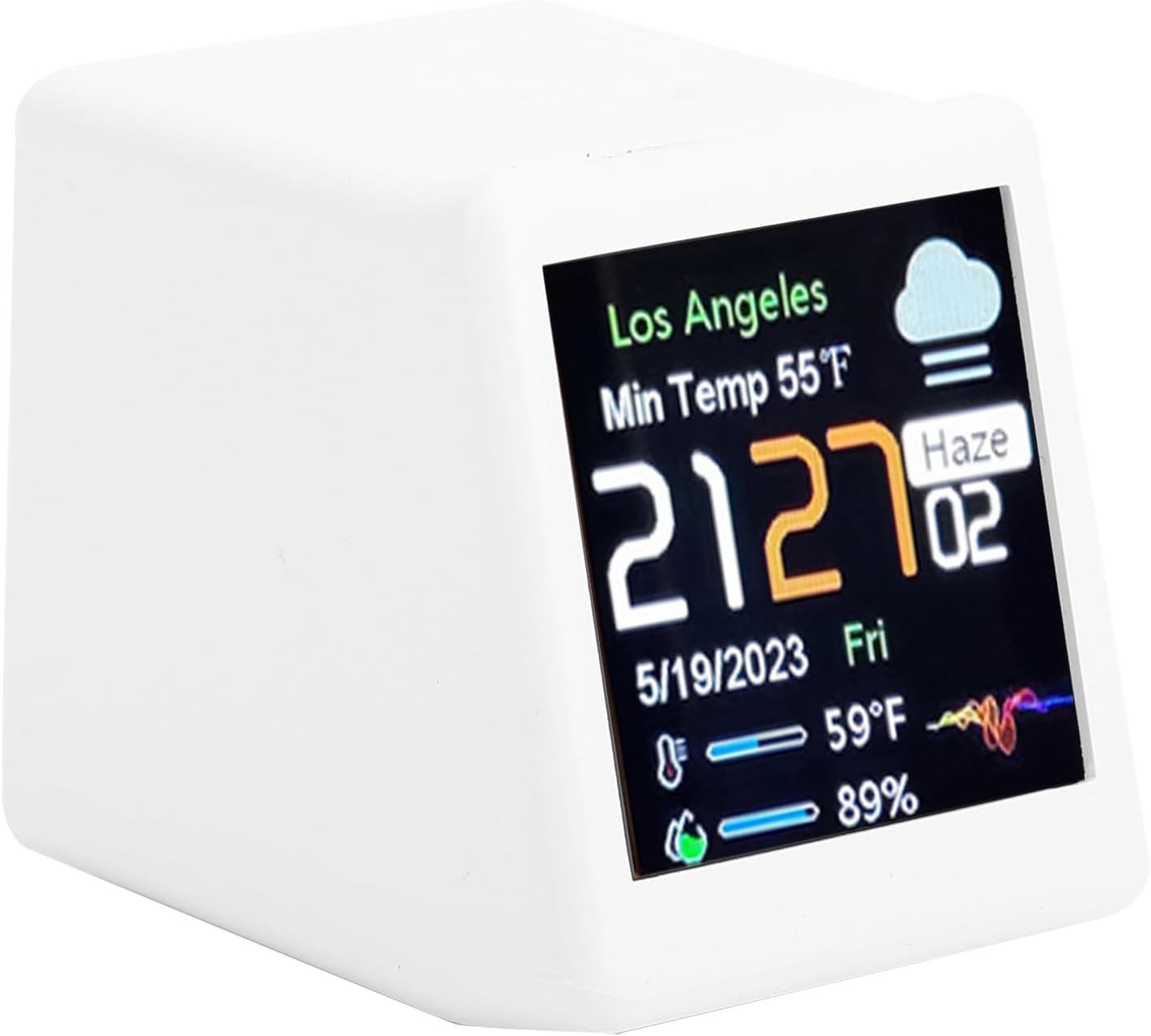 Zerodis Desktop Electronic Clock, Digital LCD Screen Display Weather Clock Calendar Temperature Weather Forecast Station for Home Bedroom 45x 40x 35cm (White)