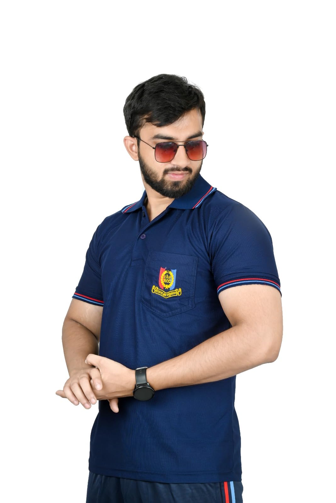 NCC Navy Blue Polo T-Shirt for Men and Women, with Embroidered Badge and Back Print-picture-17