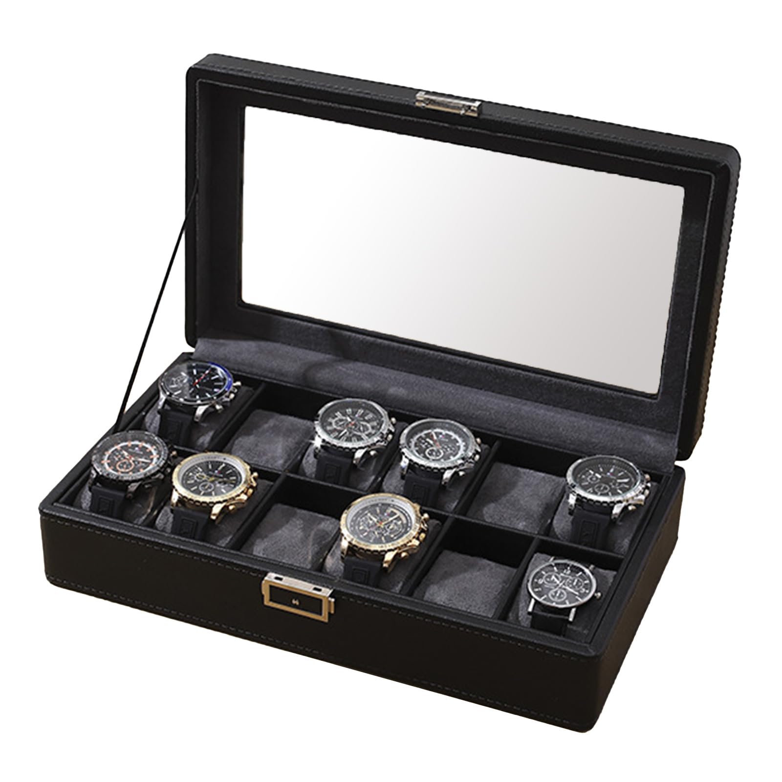 Mllepjdh Sophisticated Jewelry Chest with Plush Lining Compact Travel Jewelry Box Watch Display Holder for Organizing Adornment Lockable Chest