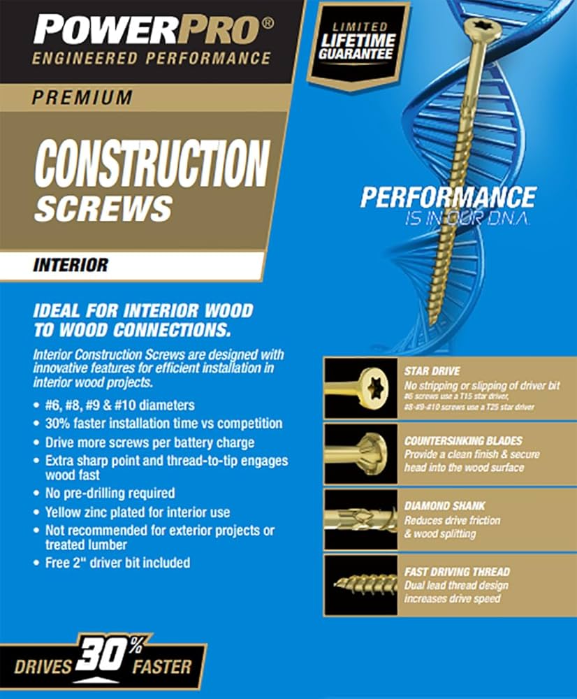 Amazon.com: Power Pro 48584 Wood Screws, #9 x 3, Premium
